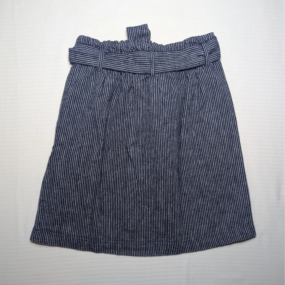 J.Crew Re Imagined Stripe Paperbag Waist Skirt‎ Tie Belt Blue XXS